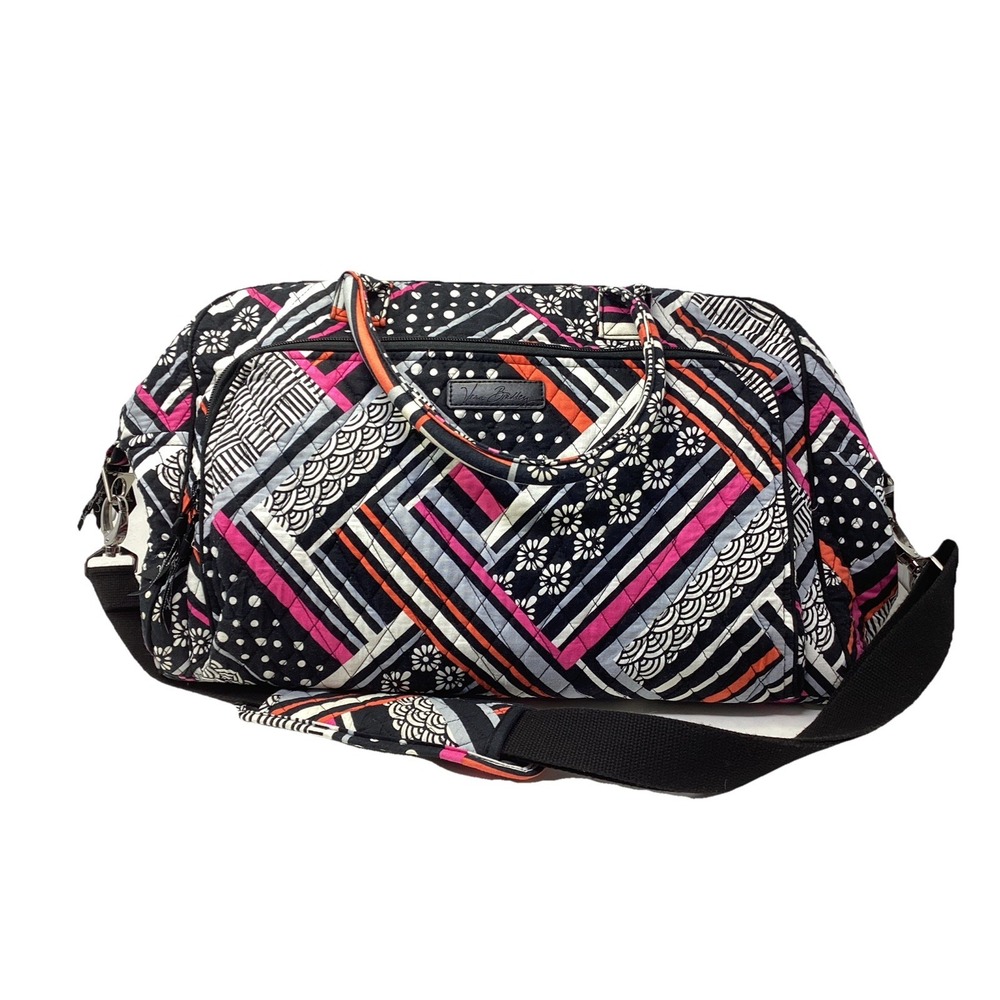 Vera Bradley Weekender Travel Bag Northern Stripes Shoulder Strap Duffle Luggage